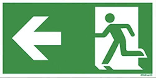 Fluchtweg Notausgang Schild Kunststoff nachleuchtend Pfeil links 400x200mm ASR