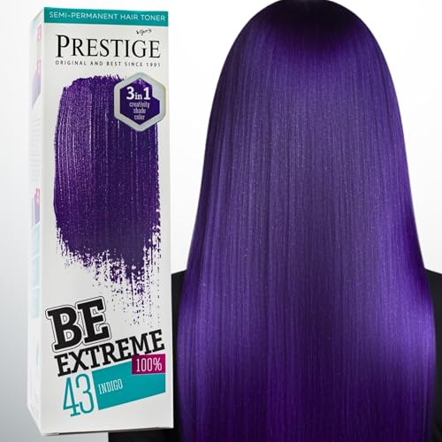 Vip's Prestige Be Extreme |Tóner Semipermanente para el cabello Color 43 Índigo | Pigmento Puro | Da Color a Cabellos Decolorados o Canosos | Sin Amoniaco, Sin Parabenos y PPD