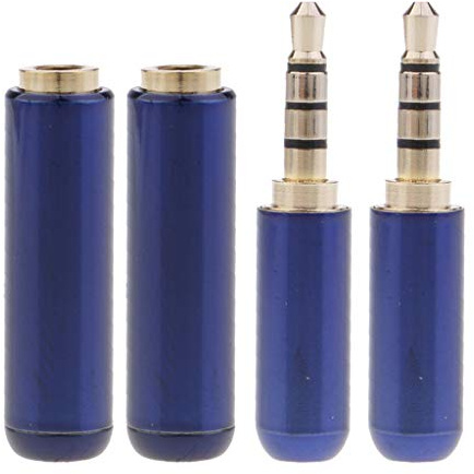 Inzopo 4x A/V Klinkenbuchse Audio Stecker Löten 3,5mm TRRS 4-polig Buchse + Stecker 1/8 blau