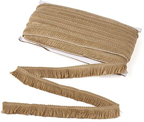 Cheriswelry Cinta de flecos de 22 yardas, 25 mm, fibra de poliéster para coser ropa, vestido de novia, decoración del hogar, color marrón