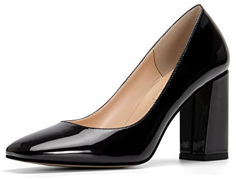 NobleOnly Femme Bout Carré Escarpins Bloc Talons 7.5CM Pumps High Heels