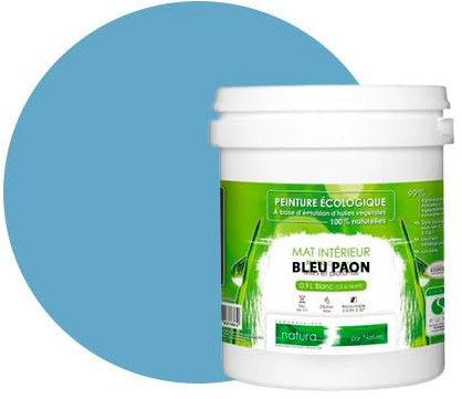 BOX DECO COULEURS Pintura de pared natural ecológica con aspecto mate interior Natura – 1L, azul pavo real