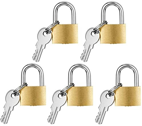 KOMUNJ 5 Stück Gepäckschloss Kleines Kofferschloss Kofferschloss Mit Schlüssel Vorhängeschloss Aus Messing Sicherheitsschloss, für Gepäck Reise Tasche Spind Tagebücher Schubladen