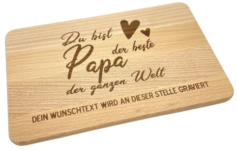KATINGA Personalisiertes Frühstücksbrett Brotbrett für Papa mit Gravur (personalisiert)