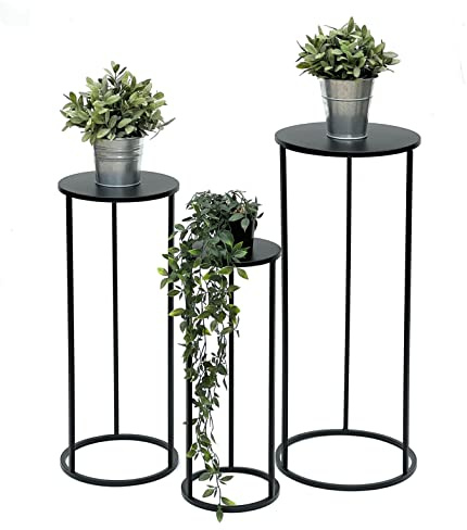 DanDiBo Blompall metall svart runt blomställ sidobord 96316 set om 3 blompelare modernt växtstativ växtpall