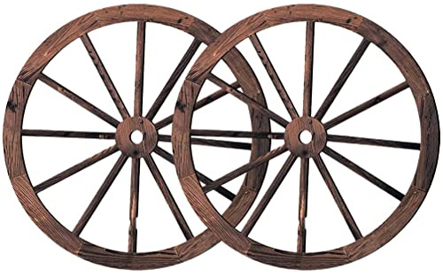 HOMSFOU Decorazione Murale Vintage Con Ruota Di Legno Decorazione Ruota Carro in Legno a Forma Di Di Carro 11.81 in Per Casa Bar Garage E Giardino Da Appendere