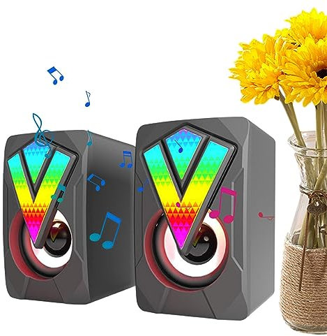 Rianpesn Haut-Moniteur Jeu - Enceintes multimédia Haut-Parleur RVB - Haut-Parleur USB Illuminé USB Multimédia Filaire PC Haut-parleu Notebook Desk Home