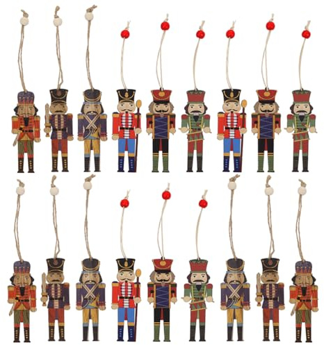 Garneck 18 Pezzi Decorazione Ciondolo Soldato in Noce 9,5 cm Schiaccianoci in Legno Appeso Schiaccianoci Natale Appeso Schiaccianoci di Natale Natale Schiaccianoci Albero di Natale