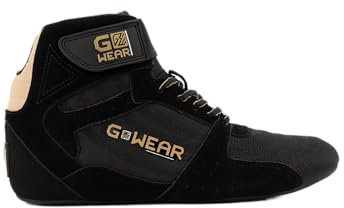 Gwear Pro High Tops Rot/Schwarz - Bodybuilding und Fitness Schuhe mit Logo leicht bequem perfekt für Gym Sport Krafttraining (Schwarz/Gold, EU Schuhgrößensystem, Erwachsene, Numerisch, M, 43)