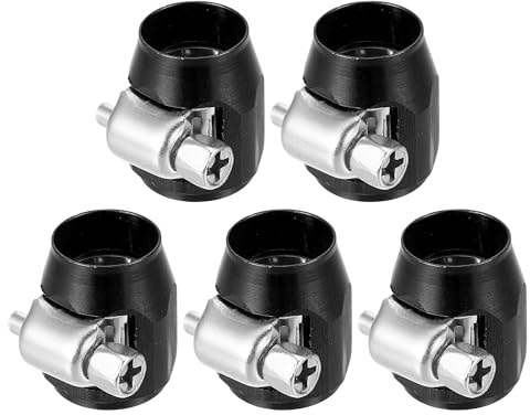X AUTOHAUX 5 Pcs AN4 Hex Car Hose Finisher Flexible Rubber Pipe Clamp Black | with Screw Band Adapter Fitting, for Oil Fuel Water Tube