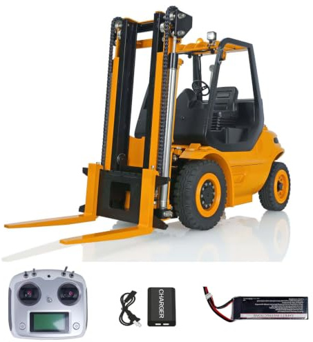 LESU 1/14 RC Carrello elevatore idraulico Modello RTR RC Trasferimento Costruzione Auto Pompa Valvola Motore Luce Suono I6S Radio Controller Giallo Nero