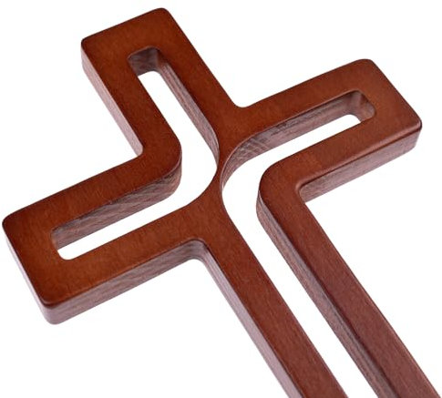 4Soul Wandkreuz, Holzkreuz für die Wand, dekoratives hängendes Kreuz, 25,4 cm und 30,5 cm (braun, groß 30,5 cm)