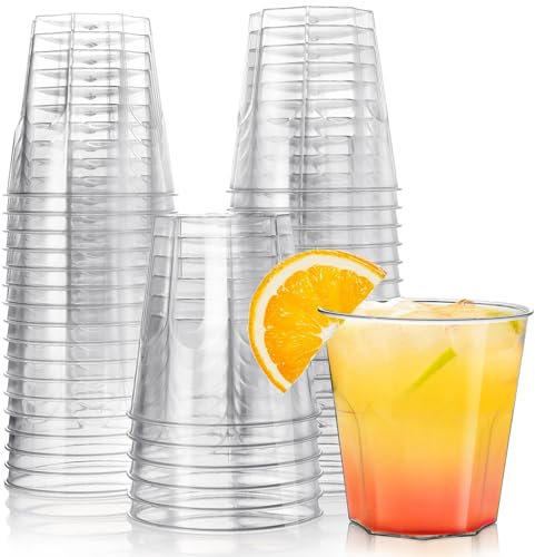 Mispudin 60 Pièces Gobelet en Plastique Rigide, 200ml Verre Cocktail Plastique Dur Reutilisable, Gobelets pour Fêtes, Anniversaires, Barbecues, Mariages, Pique-niques, Whisky, Aperitif, Jus