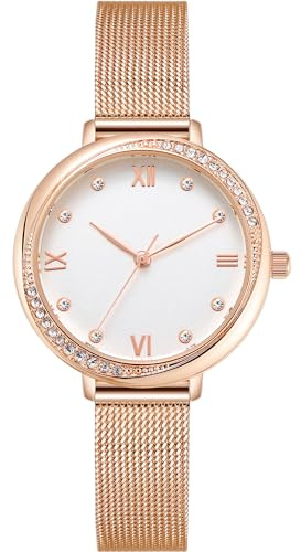 NUOVO Women's Watch Elegant Ladies Diamond Watch Lovely Watch for Girls Sweet Dress Watch Casual Womens Watches PU Leather Strap Wristwatch