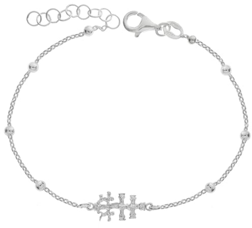 Pulsera cruz de Caravaca de Plata de Ley - Pulsera amuleto religioso - Regalos religiosos Comunión