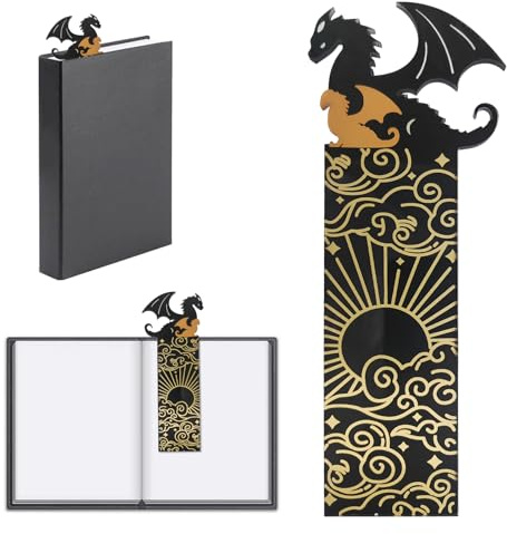 TZQFROCE Drachen Lesezeichen Schwarz-Gold - Acryl-Rohlinge, personalisiert für Jungen und Mädchen, cool Basteln, blanko für Buchliebhaber