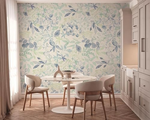 livingwalls Blätter-Fototapete – Blau, Grün – Wandbild XXL 1,59 x 2,80 m | Natürliches Blättermotiv als Akzentwand – matte Vliestapete, ansatzfrei & spurlos abziehbar – für Wohnzimmer & Esszimmer
