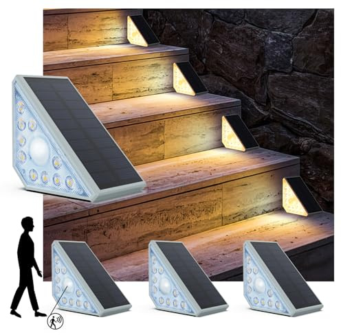 SEEMAIL Motion Sensor Step Solar Lights Outdoor Waterproof, 8 Led Stair Lights for Outside, Motion Detector Lamps Solar Power for Pathway/Deck/Walkway/Drivway/Lawn/Garden(4PC)