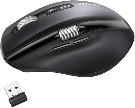 UGREEN Wireless Mouse, Scrolling Master with Ultra-fast Speed, Bluetooth & 2.4G Dual Modes, Silent Ergonomic Mouse with 5000 DPI Adjustable, 6 Buttons, Connects Up to 3 Devices, 10M Connection