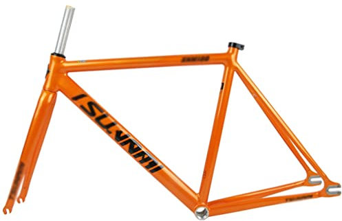 UIOPPOI Aluminium-Legierung, Rennrad-Rahmen, fester Gang, 49/52/55/58 cm, C-Bremse, Straßenrahmen, Schnellspanner, 100/120 mm BSA68 (Farbe: Orange, Größe: 52 cm)