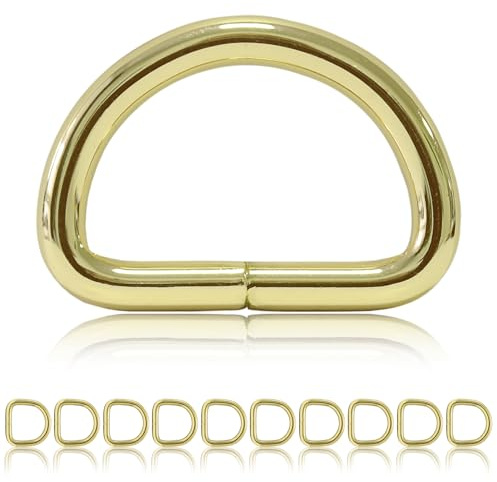 Ganzoo D-Ring aus Stahl, 10er Pack, 5 mm Materialstärke, goldfarben, nichtrostend, Abmessungen außen 42 x 30 mm innen 32 x 20 mm, für DIY Hundehalsband, Leinen, Flechtarbeiten mit Paracord 550