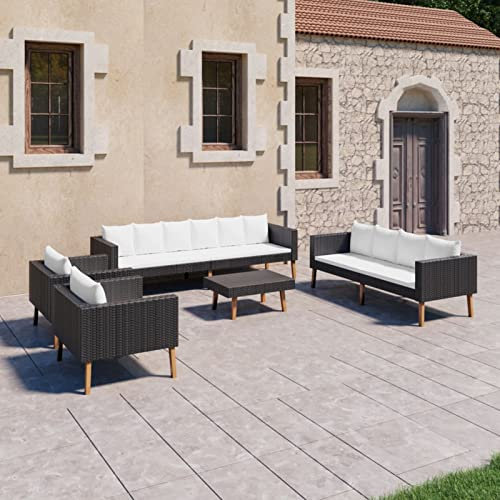Buzaza 5-TLG. Garten-Lounge-Set mit Auflagen GartenmöBel Set Garten-Essgruppe Balkon Sitzgruppe LoungemöBel FüR Garten Poly Rattan Schwarz - 3059333