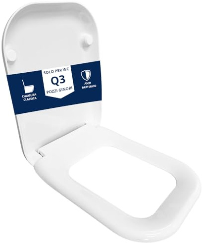 HYDRO HOME Tavoletta Wc Pozzi Ginori Q3 Come Originale, Copriwater In Materiale Termoindurente,Tavoletta Water Con Cerniere Fissaggio Dall'Alto MADE IN ITALY