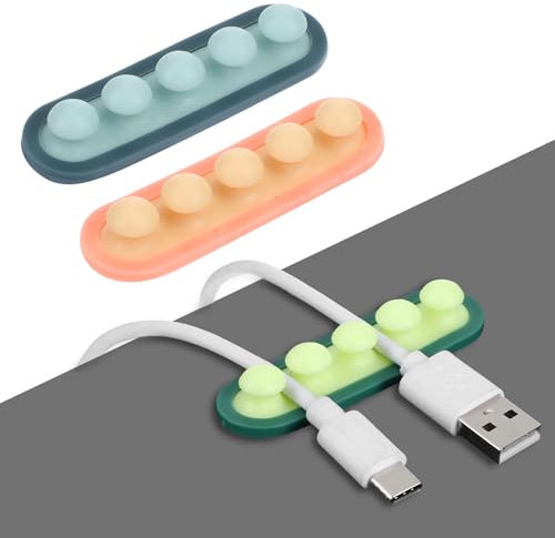 Gjinxi 3 Pack Pea Cable Clips, Cord Organizer Adhesive Cable Management Wire Organizers for Cords, Phone USB Charger Cute Cable Holder for Home Office Car Wall Desktop Nightstand(3 Colors)