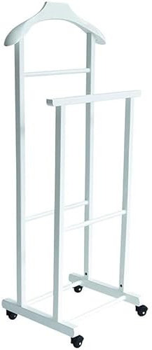 MA MAISON Doppio Indossatore da Camera in Legno di Faggio 43x33xH105cm Per Ordinare e Tenere in Perfetto Stato i Tuoi Abiti - Elegante e Funzionale in Tutti gli Ambienti (Singolo, Bianco)