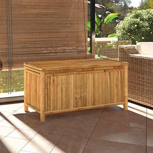 Juroupi Gartentruhe 110x52x55 cm Aufbewahrungsbox Garten GeräTeschrank Gartentruhe Balkon Box Auflagenboxen Bambus
