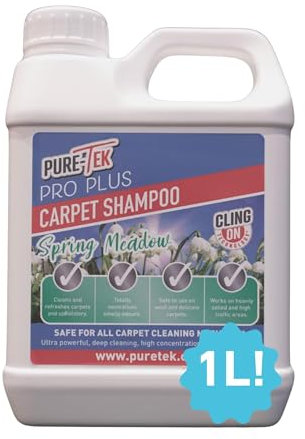Pure Tek Carpet Cleaner Shampoo 1L - Carpet Cleaner Solution for Machines, Heavy Duty Stain Remover Liquid, Deep Cleaning Detergent to Neutralise Pet Odour & Urine Stains, Works with All Machines