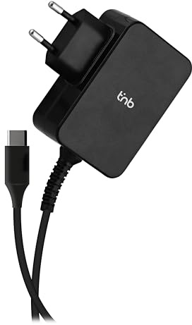 T'nB - Chargeur USB-C 65W, Câble 1,8 m pour PC Portable et Smartphone | Chargeur Secteur Universel Noir Compact pour Ordinateur Portable Tablette et Smartphone