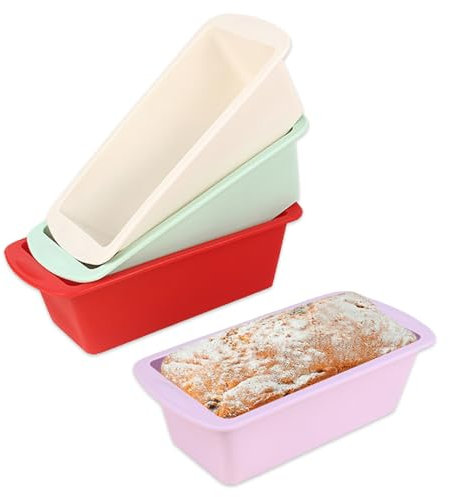 Bieiyhe 4 Stück Silikonbackform Kastenform 19.2 X 9.5 X 5.5 cm,Brotbackform Rechteckig,Tortenform Silikon,Toastbrot Backform,Silikonformen Backen,Kastenbackform,Kuchenform Kasten,Antihaft Backform
