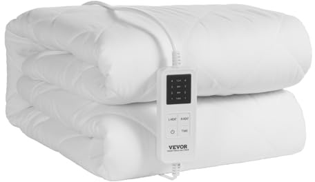 VEVOR Coprimaterasso Riscaldato, 150 x 160 cm, Scaldaletto Elettrico con Controllo 4 Impostazioni Calore, Timer 12 Ore, Spegnimento Automatico Dopo 8 Ore, Lenzuola per Materasso con Tasca Elastica