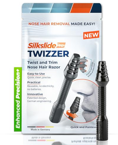 Silkslide TWIZZER, Nose Hair and Ear Hair Trimmer for Men and Women, Twist and Trim Nasal Hair Removal, German Blades, Patented Design, No Electricty or Batteries