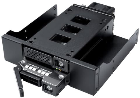 Kingwin 5.25 Bay Backplane Mobile Rack Enclosure for 2 x 2.5 U.2/U.3 NVMe SSDs, SlimSAS Connectivity, Hot-Swap Tray, Tool-Free Installation, Durable Metal Build, High-Speed Storage Solution