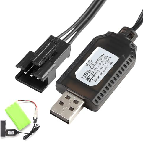 RC Ladekabel 7,4V LiPo Akku Ladegerät mit SM-3 PIN Stecker, USB Ladekabel für RC Autos, Drohnen, Quadcopter & ferngesteuerte Spielzeuge – Inkl. Überladeschutz, LED-Anzeige & effizienter Ladeleistung
