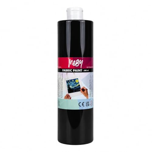 Stoffmalfarbe 500 ml – Textilfarbe für helle Stoffe, waschbeständig & bügel-fixierbar (Schwarz)