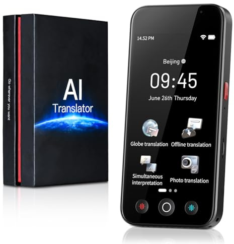 Kentfaith AI Language Translator Device, 144 Languages, Online & Offline 98% Accuracy in 0.2s, 5 Touch Screen, Instant Voice Text Photo Translation for Travel Business Study