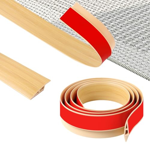 ZTOWOTO 200 cm PVC övergångsprofil självhäftande, flexibel övergångslist golv halkfri, matta övergångsskena för golvluckor, dörrar, kakel, trä (bredd: 5 cm original trä)