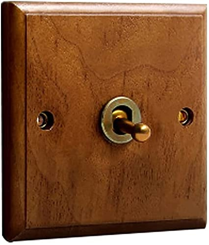 Interruptores basculantes de luz, Interruptor de luz de pared de madera maciza oculto con panel, tipo 86, 1 a 4 entradas, 2 vías, nogal negro, decoración antigua, interruptor for mejoras del hogar(1 G