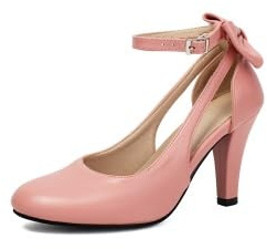 graceretro dam Mary Jane rosett pump klack retro 1920-talet vintage rund stängt tåparti 1950-talet kostymskor, ROSA, 39 EU