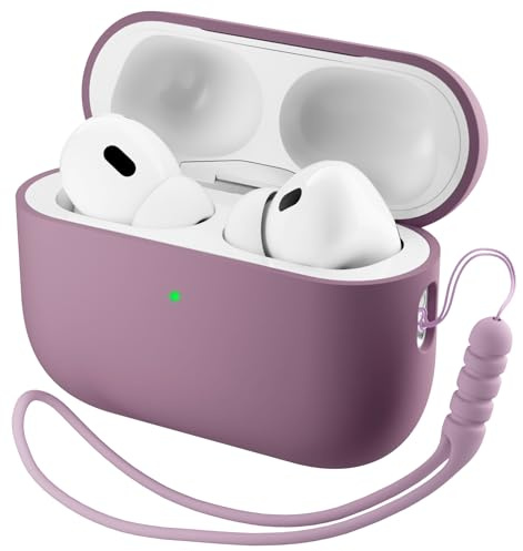 ORNARTO für AirPods Pro 3 Hülle Silikon mit Lanyard - Lila Flieder | Premium Flüssigsilikon, robuster PC-Kern, mit Lanyard, stoß- und kratzfest, große Farbauswahl