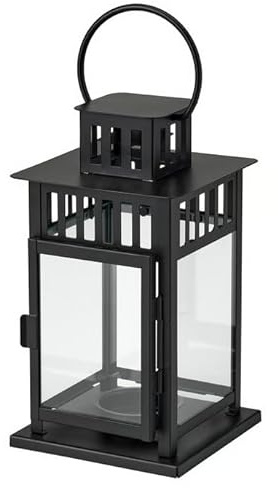 BORRBY Laterne (mini) für Teelicht, drinnen/draußen schwarz, 20 cm (IKE 606.088.54)