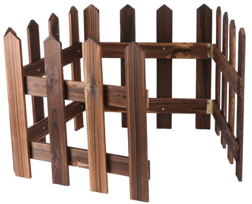 ibasenice Steccato Natalizio in Legno Carbonizzato Mini Recinto Decorativo per Albero di Natale e in Cortile Recinzione Solida per Esterni e Ambienti Festivi