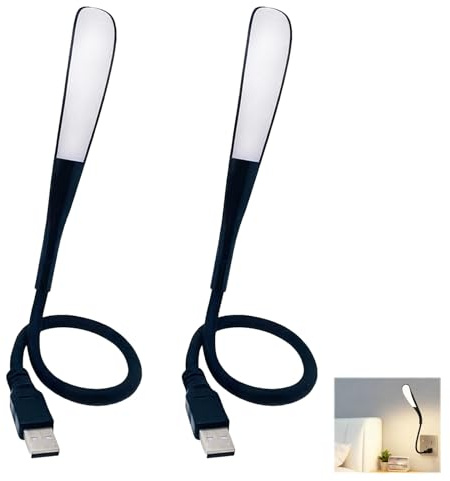 Vxiwscy Dimmbare USB-Lampe, Leselampe Mini-USB-Licht für Laptop, Flexible Tastatur-Licht für Computer, usb led lampe laptop 14-LED-Perlen, 3-stufig einstellbare Helligkeit, usb licht Schwarz (2)
