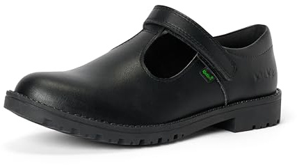 Kickers Girls Lachly T-Bar School Shoes, Classic Mary Jane Style, Easy-Clean Synthetic Leather, Cushioned Fit