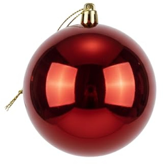 25cm Large Dark Red Bauble PVC Shatterproof Glossy Finish Christmas Balls Ornament - Festive Xmas Tree Hanging Decorations, Round Ornament for Holiday Home Decor