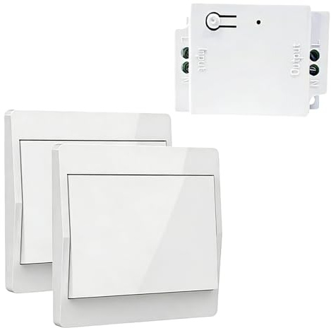 Lot D'interrupteurs Sans Fil 230 V, Interrupteur Sans Fil, Interrupteur Va Et Vient Sans Fil, Interrupteur Mural Étanche Contrôlez Votre Lampe Jusqu'À 200 M (1 Récepteur Et 2 Panneau De