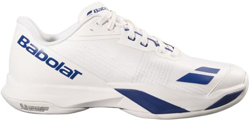 Babolat Men's Jet Mach 4 All Court Tennis Shoes, Cream/Dark Blue (Men's US Size 11.5)